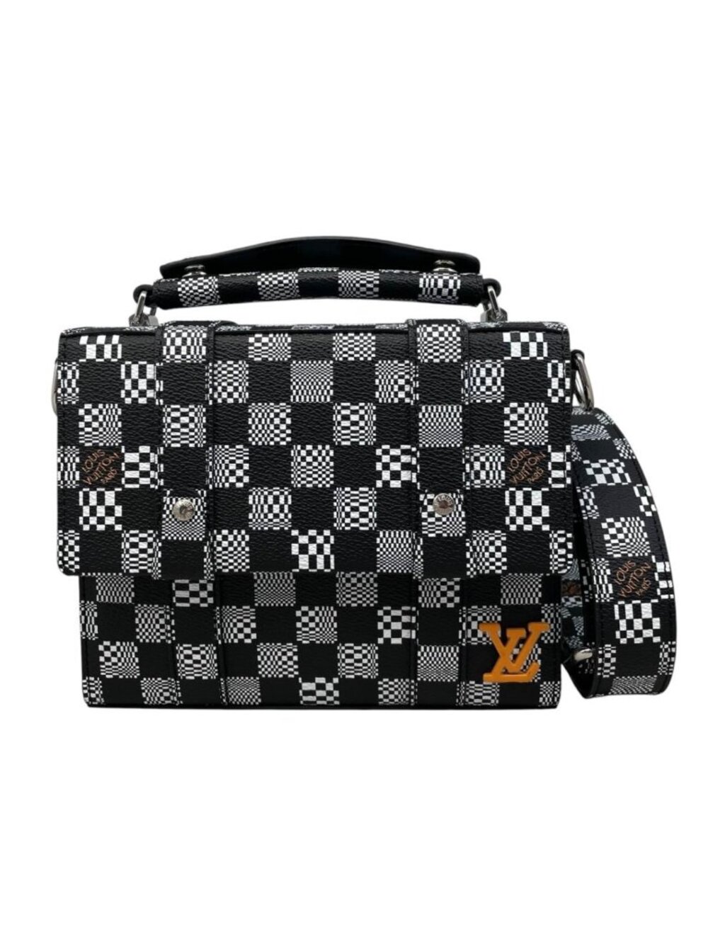 Louis Vuitton Shoulder Bag Flap Soft Trunk Damier Distorted Black White